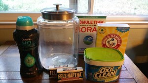 All the ingredients I used to make my detergent.