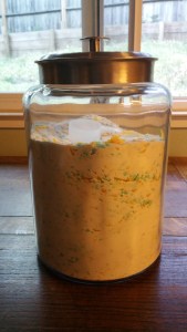 Detergent all mixed and poured into it's container. 